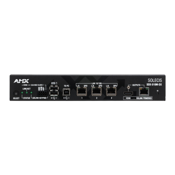 AMX Solecis SDX-510M-DX Quick Start Manual