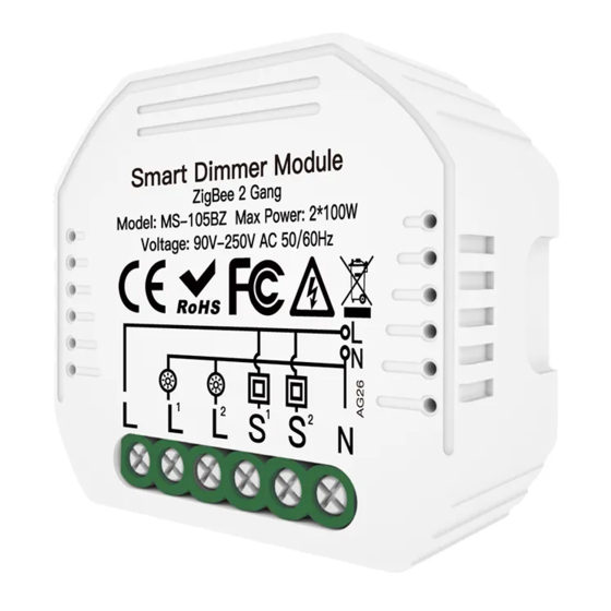 TUYA MS-105BZ - 2 Gang ZigBee Dimmer Module Manual