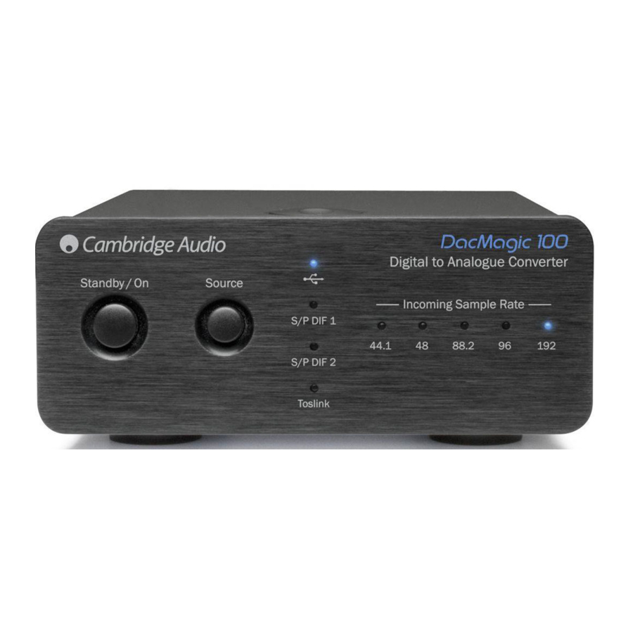 Cambridge Audio DacMagic 100 - Digital to Analogue Converter with Toslink Manual