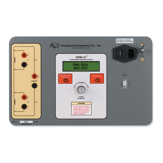 User Manuals: Vanguard Instruments Company WRM-10 Meter