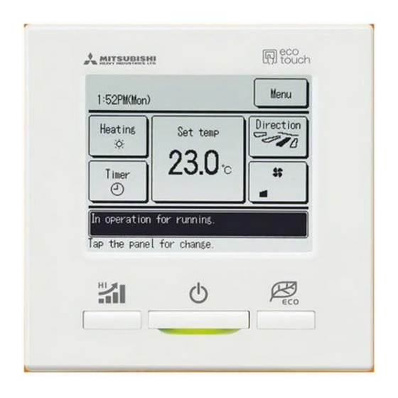 Mitsubishi Heavy Industries eco touch RC-EX1A Manuals