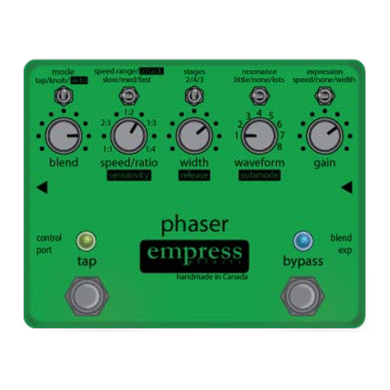 Empress Effects Phaser Operating Instructions Manual