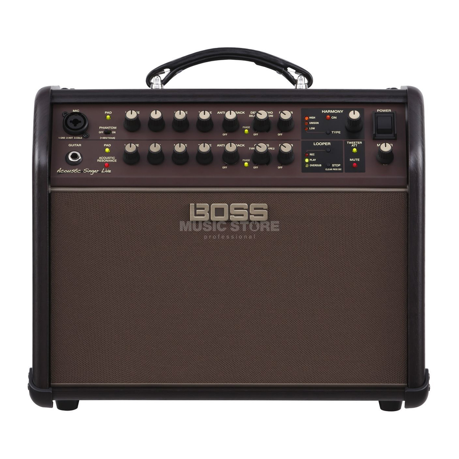 BOSS Acoustic Singer Live ACS-LIVE, Acoustic Singer Pro ACS-PRO - Acoustic Amplifier Manual