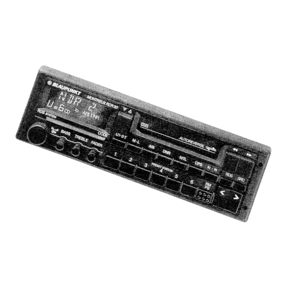 Blaupunkt Montreux RCR 30 Operation Instructions Manual