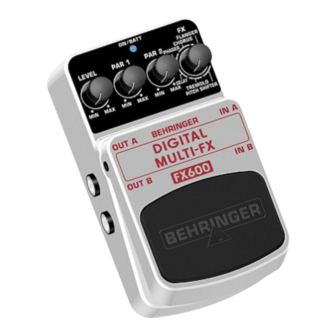Behringer DIGITAL MULTI-FX FX600 Quick Start Manual