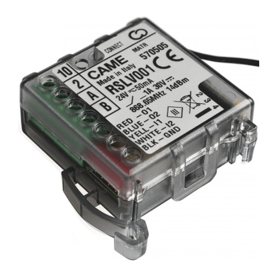 CAME RSLV001 Manual