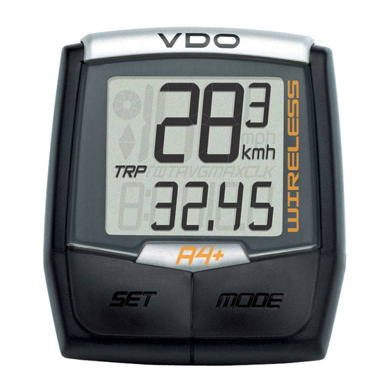 VDO Cyclecomputing A4 Plus Instruction Manual