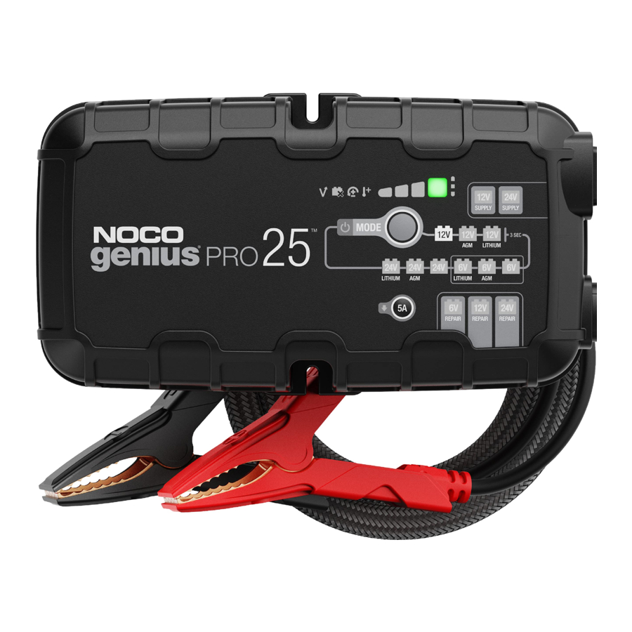 NOCO GENIUSPRO25 - GeniusPRO 25-Amp Professional Battery Charger Manual
