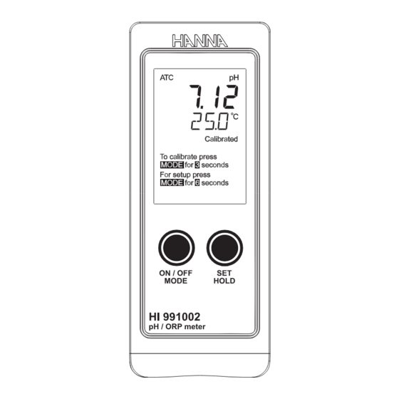 Hanna Instruments HI 991002 Instruction Manual