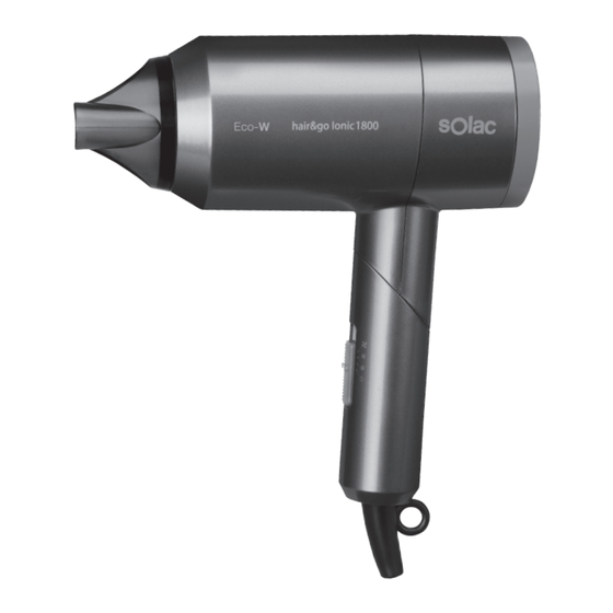 SOLAC Hair&Go Ionic 1800 Instructions For Use Manual