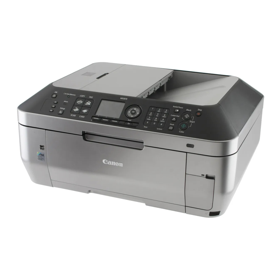 Canon PIXMA MX870 Setting Manual