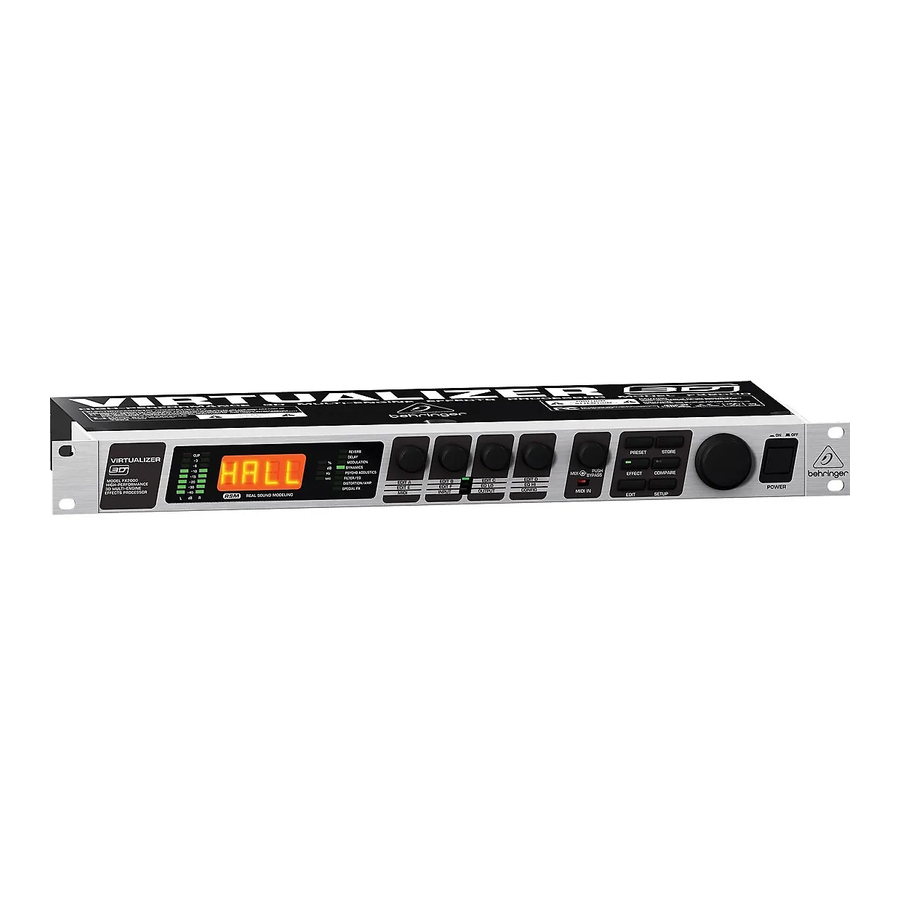 Behringer VIRTUALIZER 3D FX2000 Operating And Safety Instructions Manual