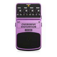 Behringer OVERDRIVE/DISTORTION OD300 Manual