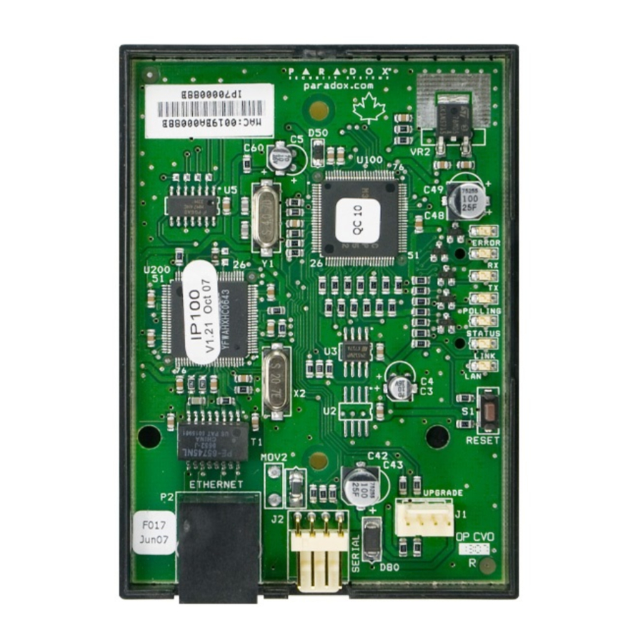 Paradox IP100 - Internet Module Manual