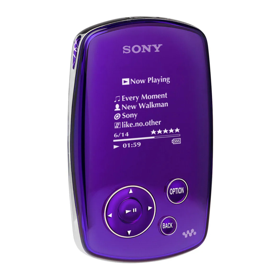 Sony WALKMAN NW-A1000, NW-A3000 - MP3 Player Startup Manual