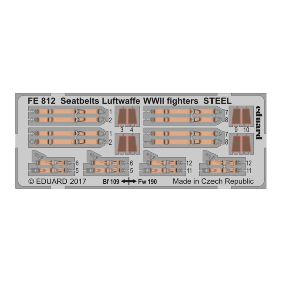 Eduard Zoom Seatbelts Luftwaffe WWII fighters STEEL Quick Start Manual