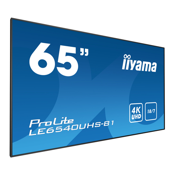 Iiyama ProLite LE6540UHS Format Display Manuals