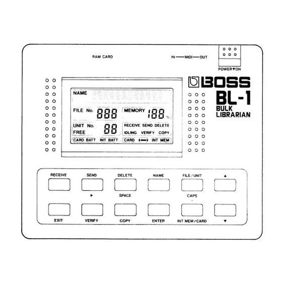 Boss BL-1 BULK LIBRARIAN Owner's Manual