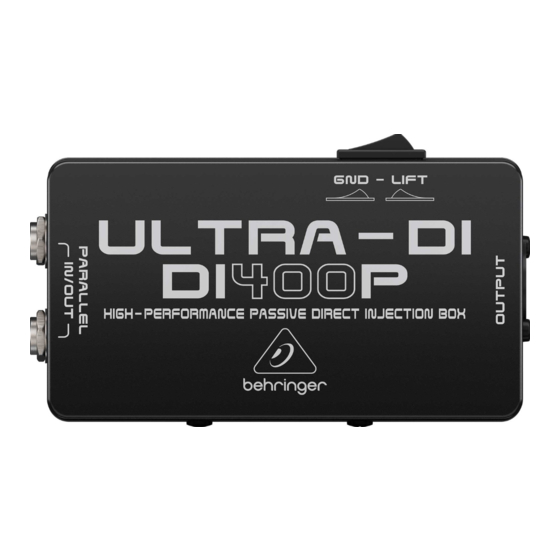 Behringer ULTRA-DI DI400P Technical Specifications