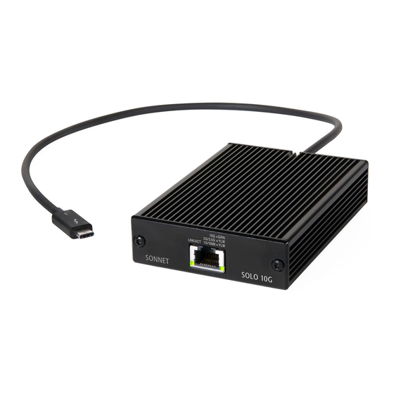 Sonnet Solo10G Thunderbolt 3 Edition Quick Start Manual