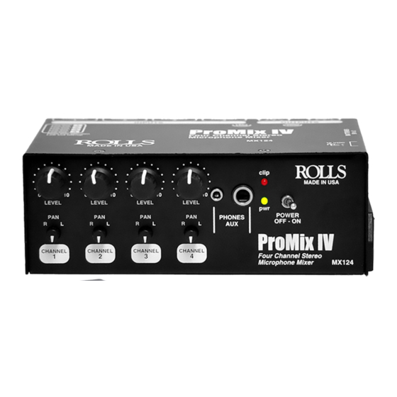 Rolls PROMIX IV MX124 Quick Start Manual