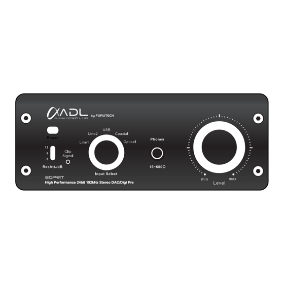 Alpha Design Labs Esprit DAC/Amplifier Manuals