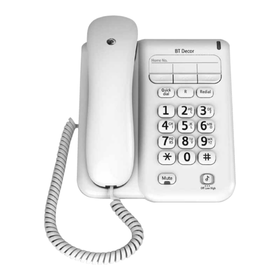 BT Decor 2100 Corded Telephone Manuals