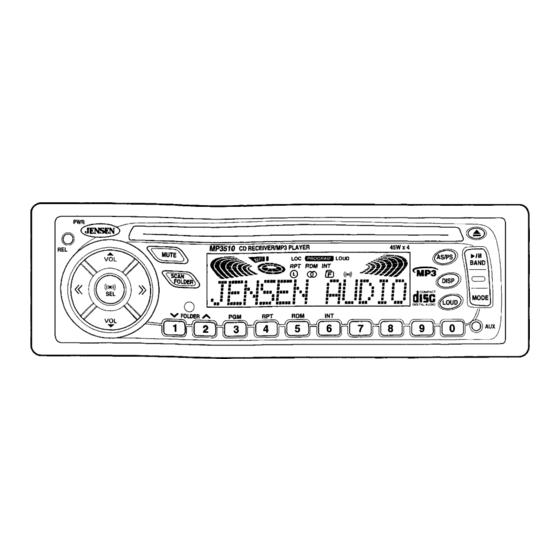 Jensen MP3510 Installation Instructions Manual