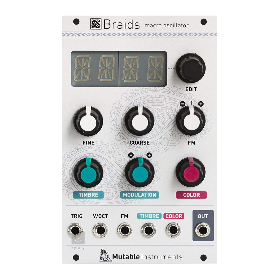Mutable Instruments Braids - Macro Oscillator Manual