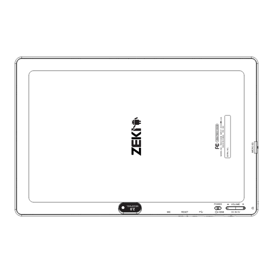 Zeki Tablet Quick Start Manual