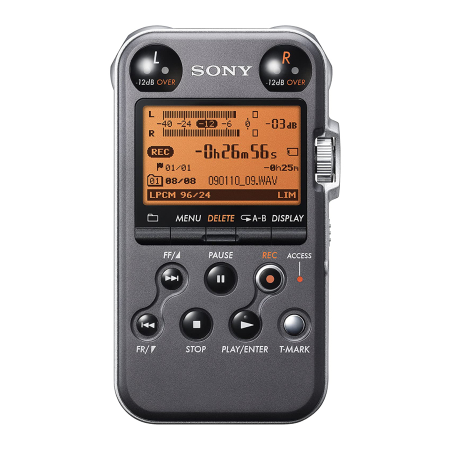 Sony LINEAR PCM RECORDER PCM-M10 Operating Instructions Manual