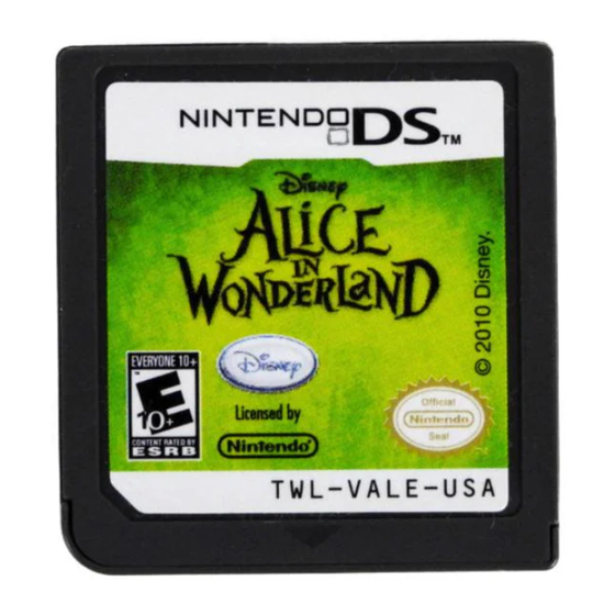 Disney Alice in Wonderland for Nintendo DS Introduction Manual