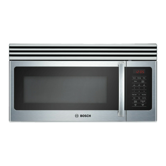 Getting Started Microwave Overview Oven Specifications Bosch