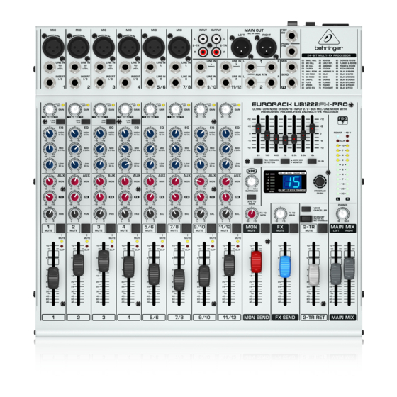 Behringer EURORACK UB1222FX-PRO User Manual