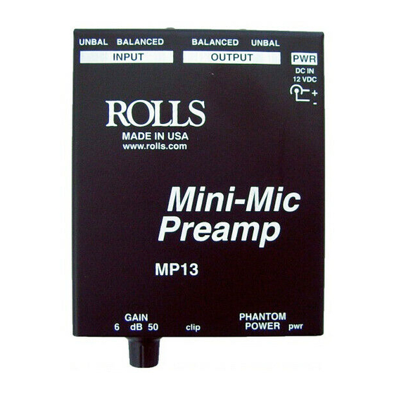 Rolls MP13 Owner's Manual