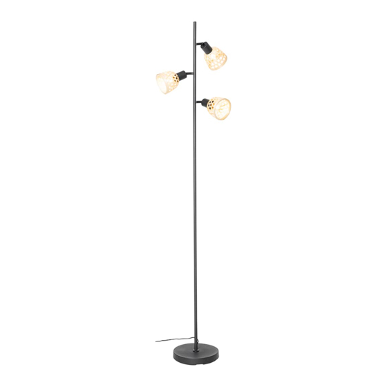 Qazqa Rayan FL 3 Black Bamboo Instruction Manual
