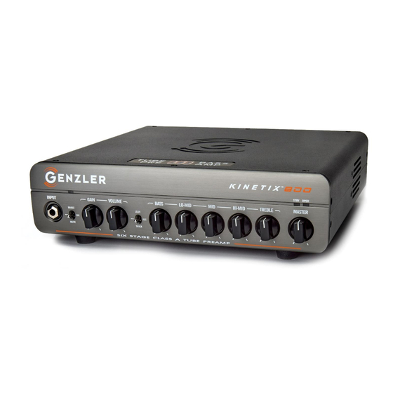 GENZLER KINETIX 800 Owner's Manual
