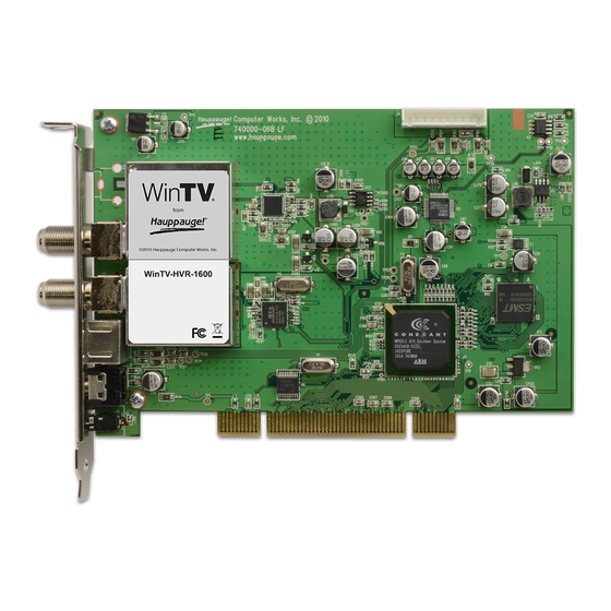 Hauppauge WinTV-HVR-1600 Kit Quick Installation Manual