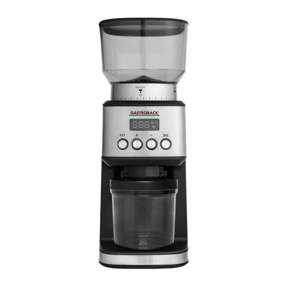 User Manuals: Gastroback 42643 Design Coffee Grinder