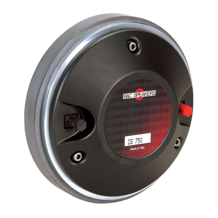 B&C Speakers HF Compression Drivers DE750 Specification Sheet