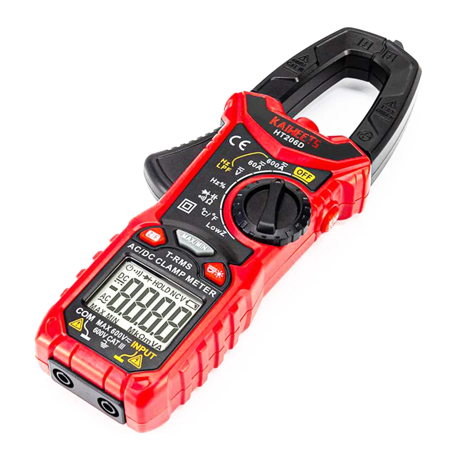 KAIWEETS HT206D - True-RMS Digital Clamp Meter Manual