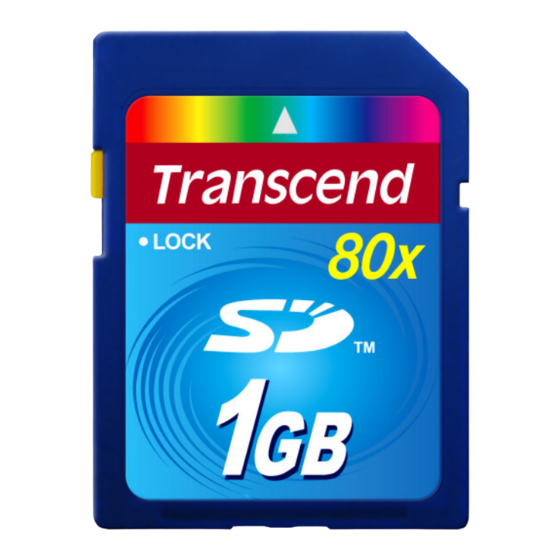 Transcend Secure Digital Card SD80 Specification Sheet