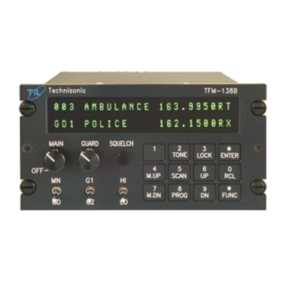 Technisonic Industries Limited TFM-138 Operator's Manual