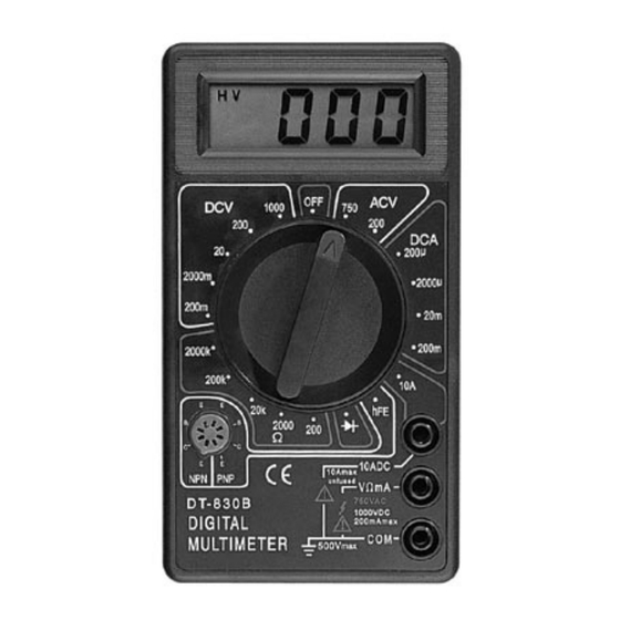 Home Decor DT830B Digital Multimeter Manuals