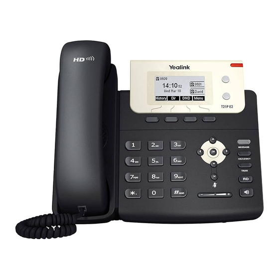 Yealink T21-E2 Quick User Manual