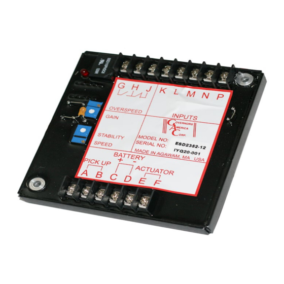 Governors America ESD2300 Series Quick Start Manual