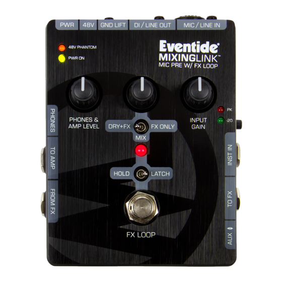 Eventide Mixing Link Mic Preamp Manuals