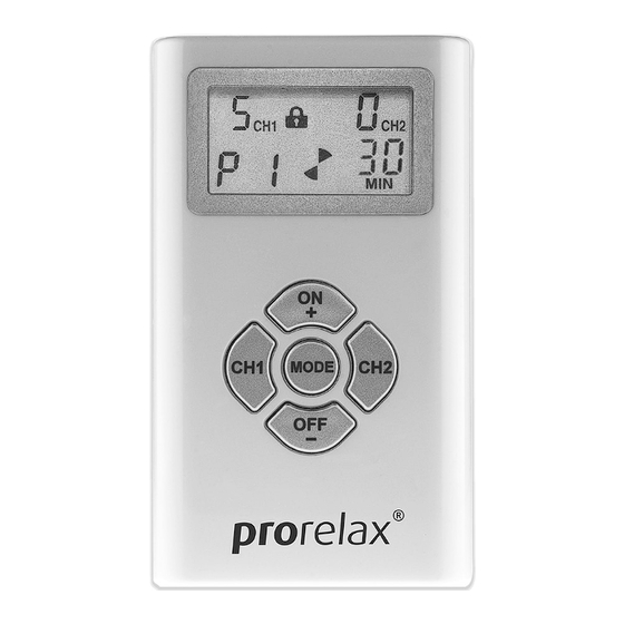 Prorelax TENS Back Pain Operating Instructions Manual