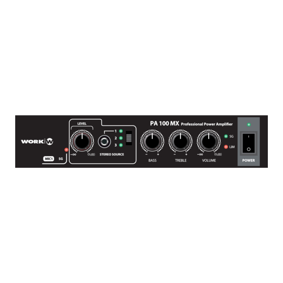 Work Pro PA 100 MX Amplifier Power Manuals