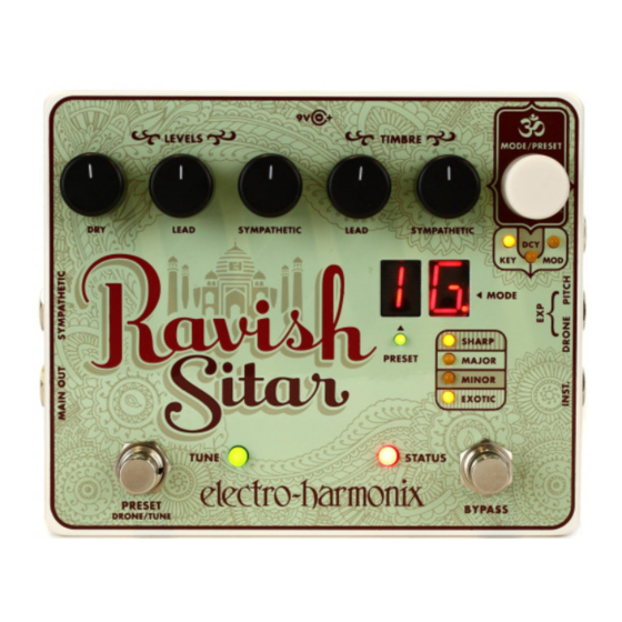 Electro-Harmonix Ravish Sitar Quick Start Manual